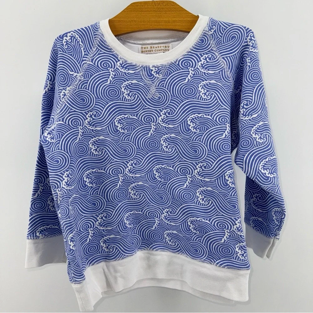 The Beaufort Bonnet Company Blue Wave Crewneck with White Trim